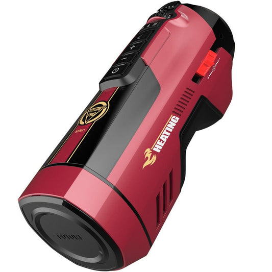 red automatic telescopic male masturbator with heating and suction