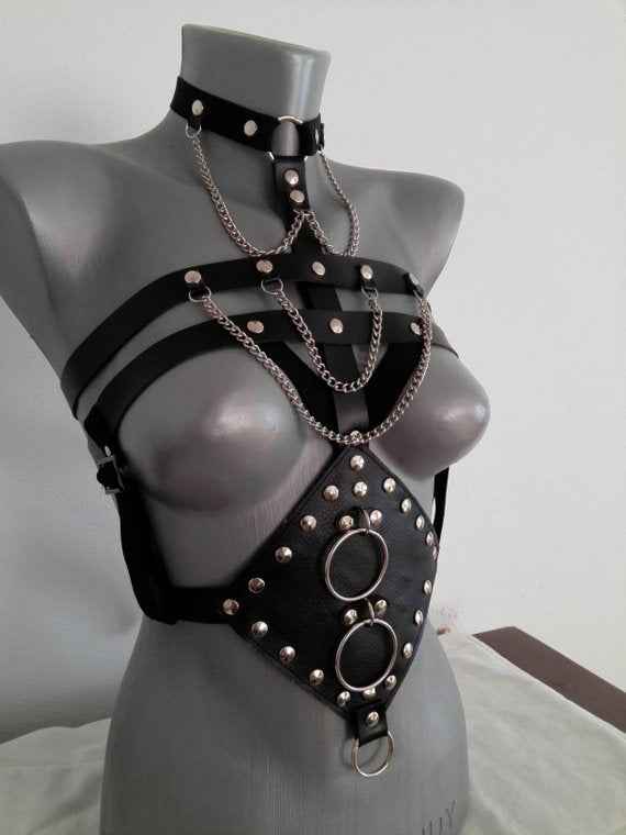 PU Leather Open Bra Bondage Lingerie – Black, One Size, Adult BDSM Costume