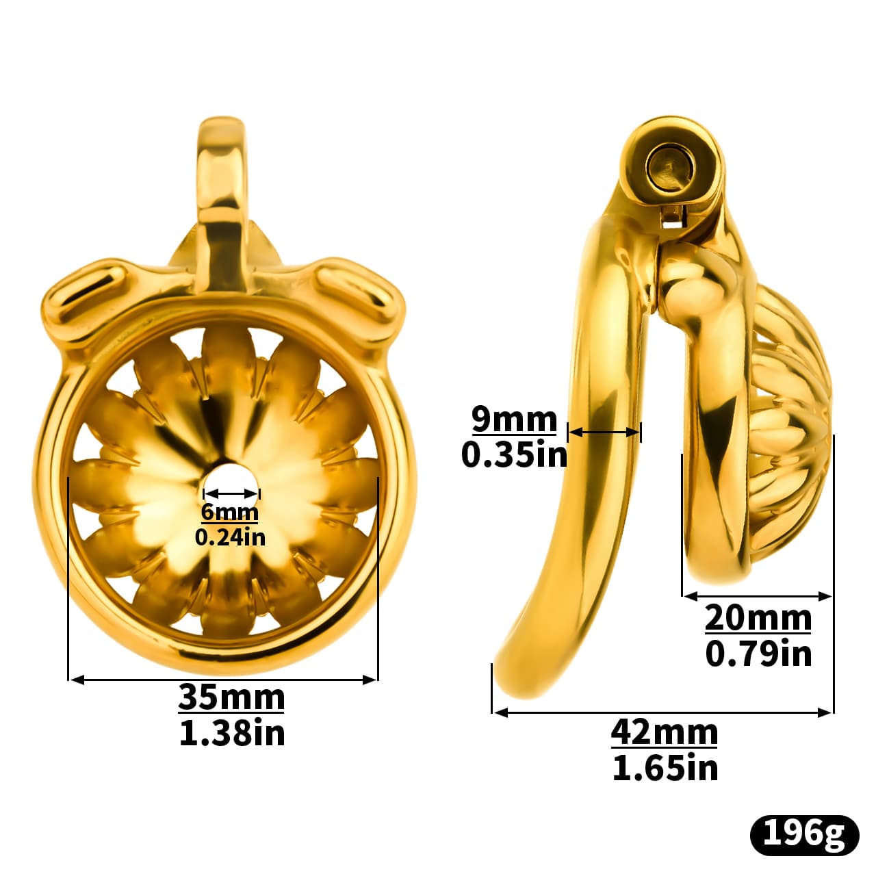 Sunflower Inspired Stainless Steel Chastity Cage – Floral Design | 4 Ring Sizes