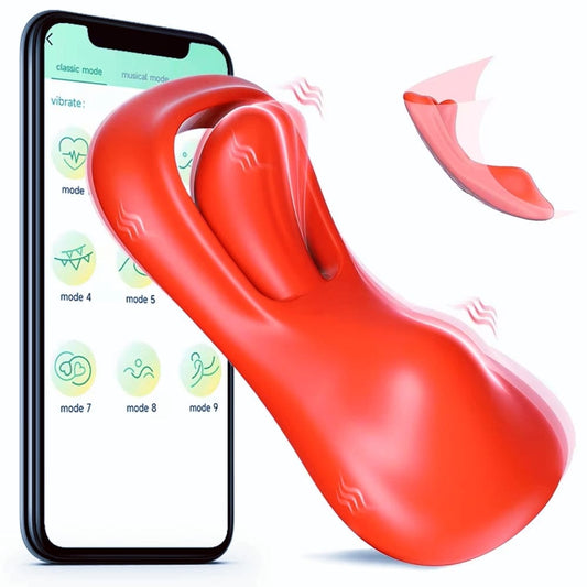 wearable tongue vibrator dual motor 2 raised points app control red
