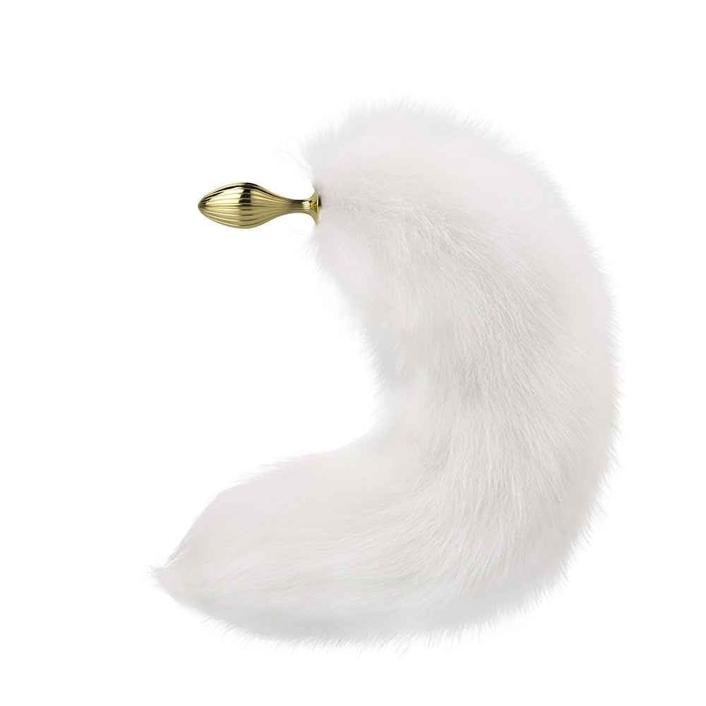 Gold Zinc Alloy Anal Plug – 26mm, Fox Tail Option, Butt Plug for Men & Women