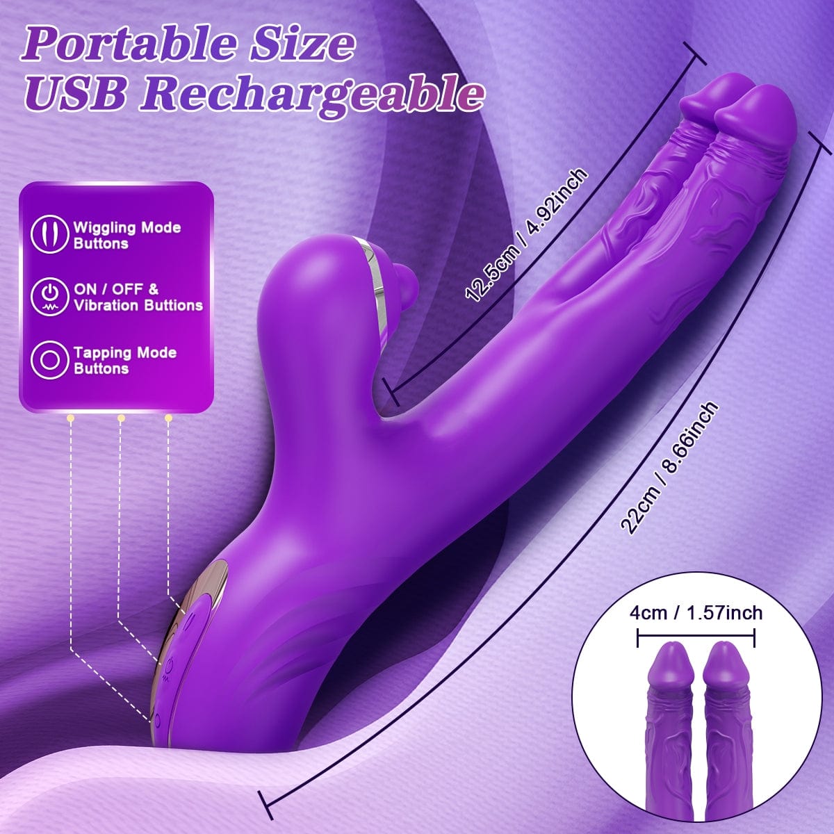 3 In 1 Clitoris Tapping Wiggling G Spot Dildo Vibrator