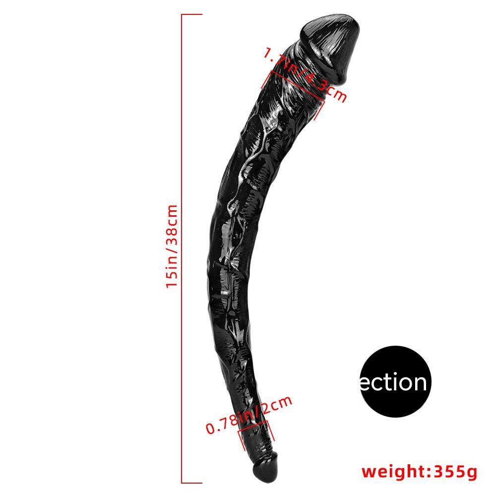 Black PVC Double-Ended Dildo – 6 Style Options (A–F), Flexible Dual Penetration Toy
