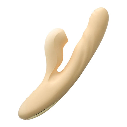 yellow rabbit vibrator with clitoral suction in motion