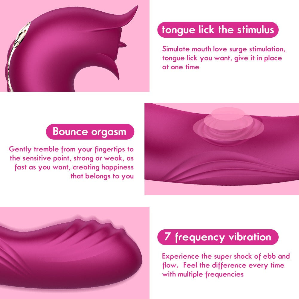 3-in-1 G-Punkt-Vibrator mit Leck- und Klappfunktion – Purpurrot