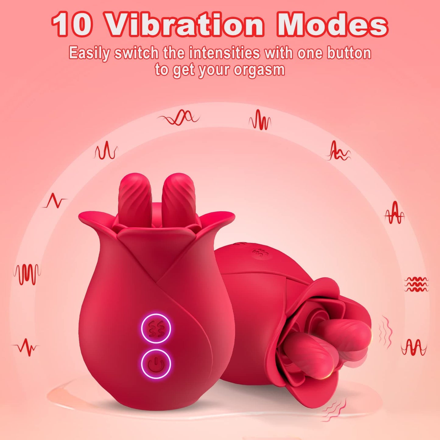 Rose Double Tongue Licking Vibrator – Clitoral Stimulator, 100% Private Discreet Delivery