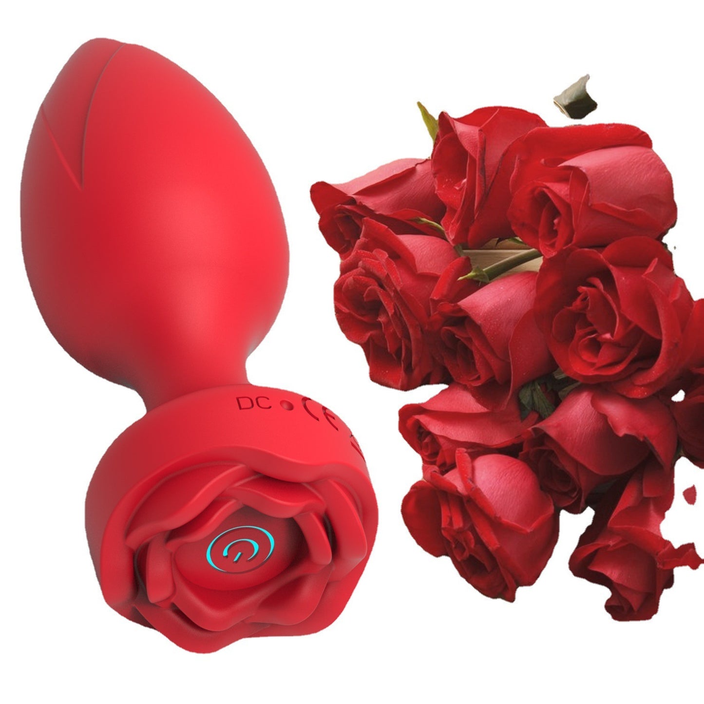 Rose Remote Control Anal Vibrator – Silicone ABS, Red & Black