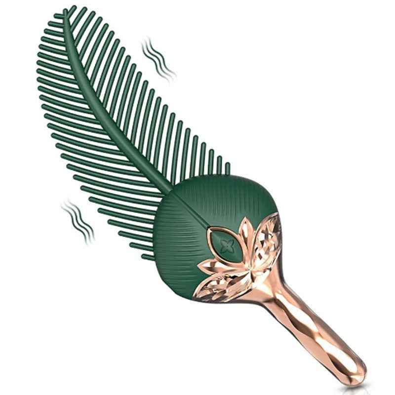 Awaken Your Senses with the Peacock Feather Vibrator – Discreet, Rechargeable, Green Silicone Pleasure
