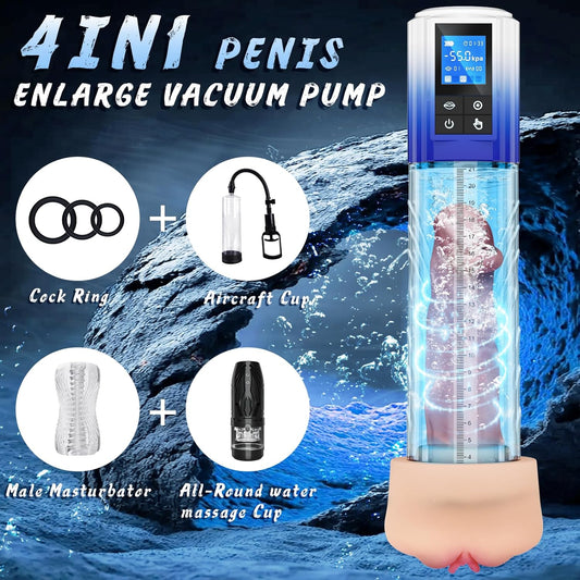 4 In 1 Penis Enlargement Extend Pump Masturbator With Mini Pocket Pussy