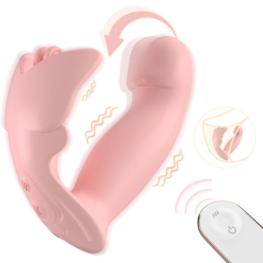butterfly wearable vibrator clicking vibration dual c-spot g-spot ipx7 remote pink