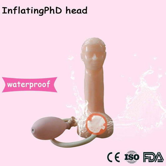 Inflatable G-Spot Vibrator – 21.5cm, 5 Head Styles, Silicone, Flesh & Black