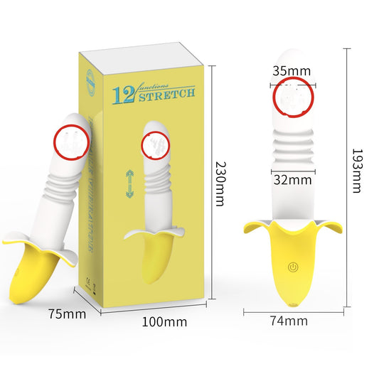 Banana Telescopic Mini Vibrator – 193mm, Silicone ABS, Yellow & White, 50dB Quiet