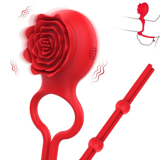 Rose Locking Vibrating Couples Ring – Adjustable, Skin-Safe Silicone