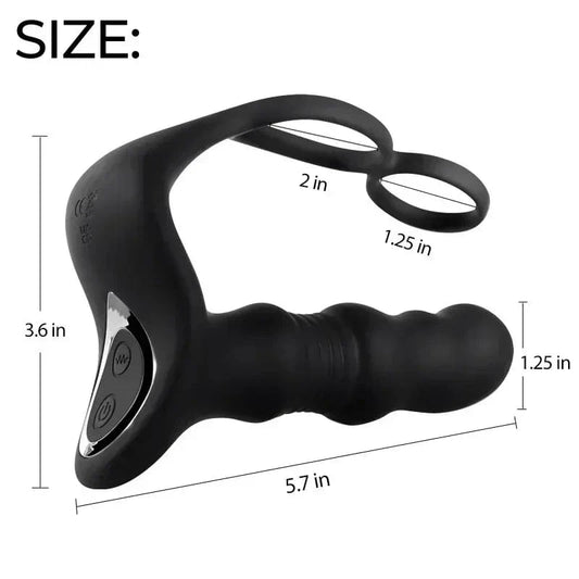 Black Remote Control Anal Vibrating Prostate Massager – Delay Cock Ring, USB