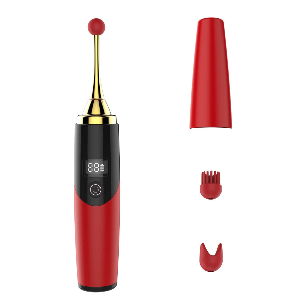 precision clitoral g-spot vibrator red 12 modes 2 silicone heads 180mm