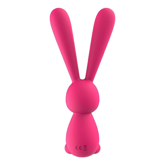 long-eared rabbit g-spot vibrator rose red dual ears extended side view