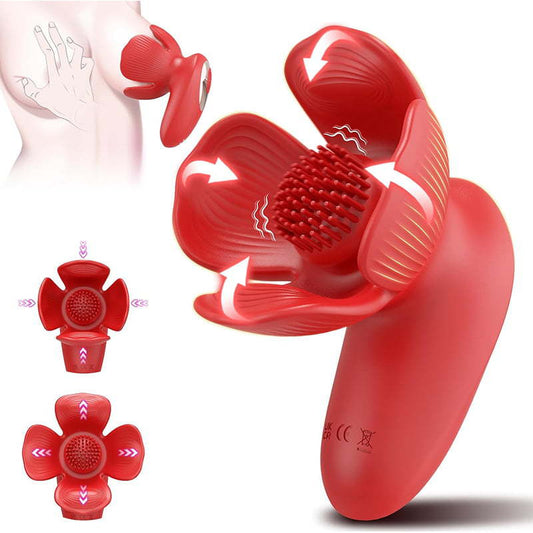 rose breast stimulator petal grabbing vibration ipx6 red