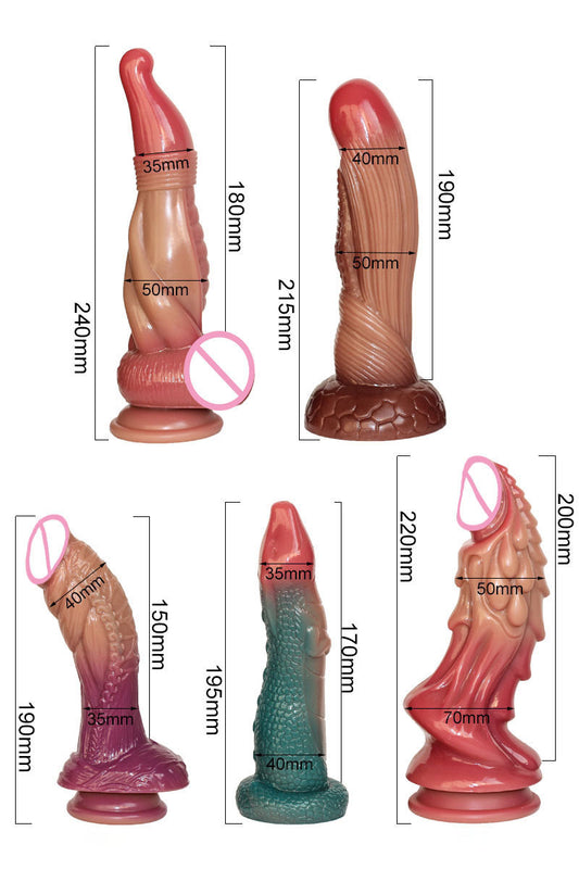 fantasy dildo size chart 190mm to 240mm with insertable lengths