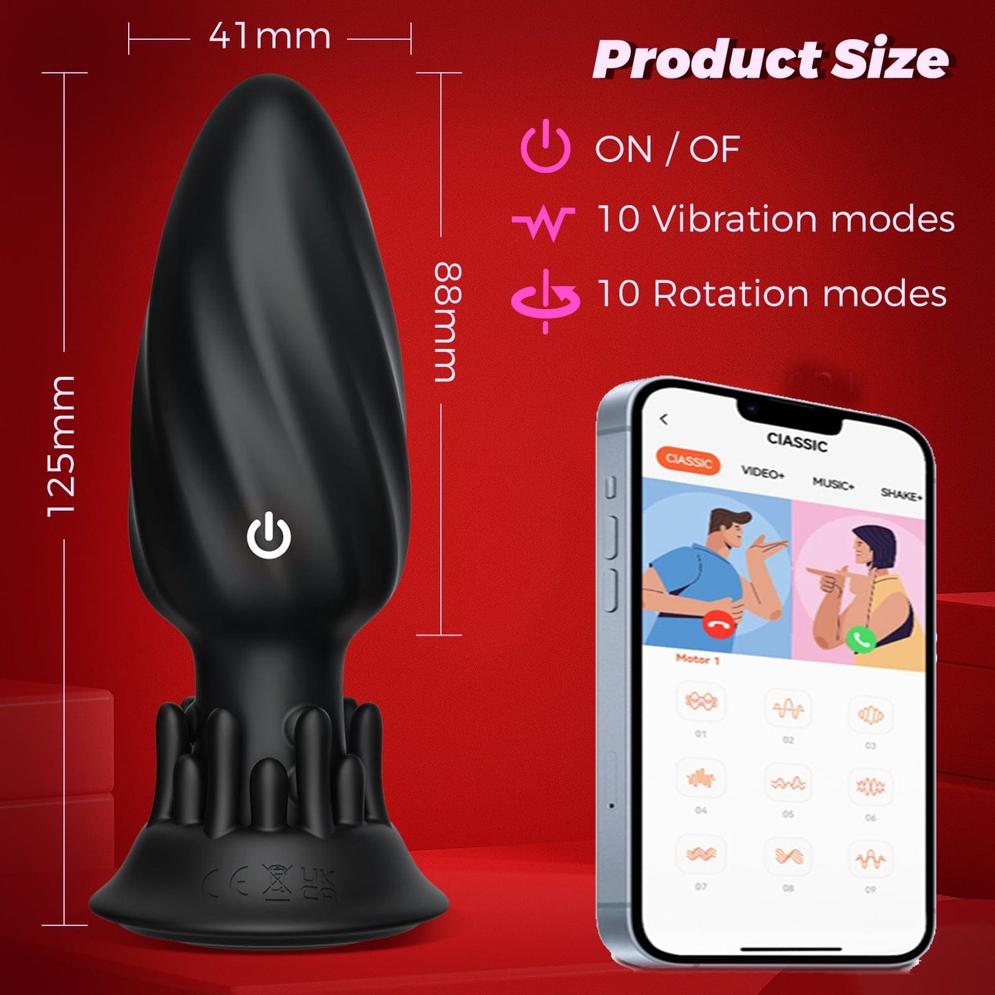 APP - Controlled Rotating Anal Plug 9 Modes Waterproof Quiet