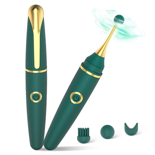 pen-shaped clitoral nipple stimulator dark green 10 modes 3 heads ipx7