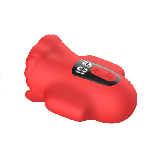 360 degree mouth-shaped penis vibrator red dual motors lcd display ipx6