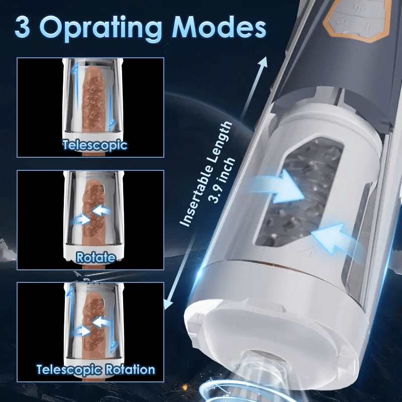 White Thrusting Rotating Auto Multi-Function Male Masturbator – USB