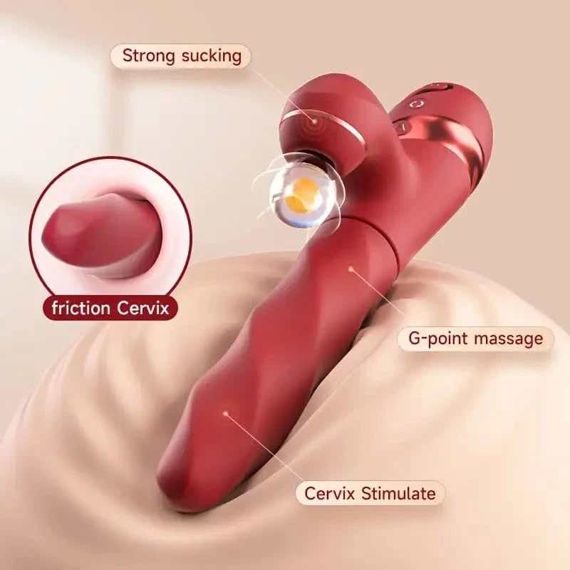 360 degree drilling g-spot vibrator red full view 10 rotation 10 vibration 10 suction
