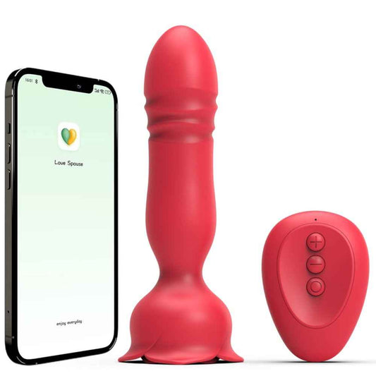 Rose Red Telescopic Anal Vibrator – Standalone, Remote Control & APP Versions, Silicone