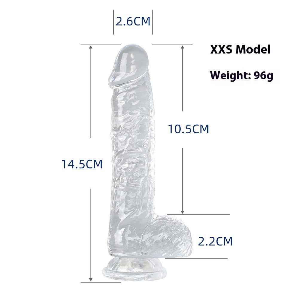 Crystal White TPE Realistic Dildo – 7 Sizes (XXS–XXL), Soft Simulated Texture
