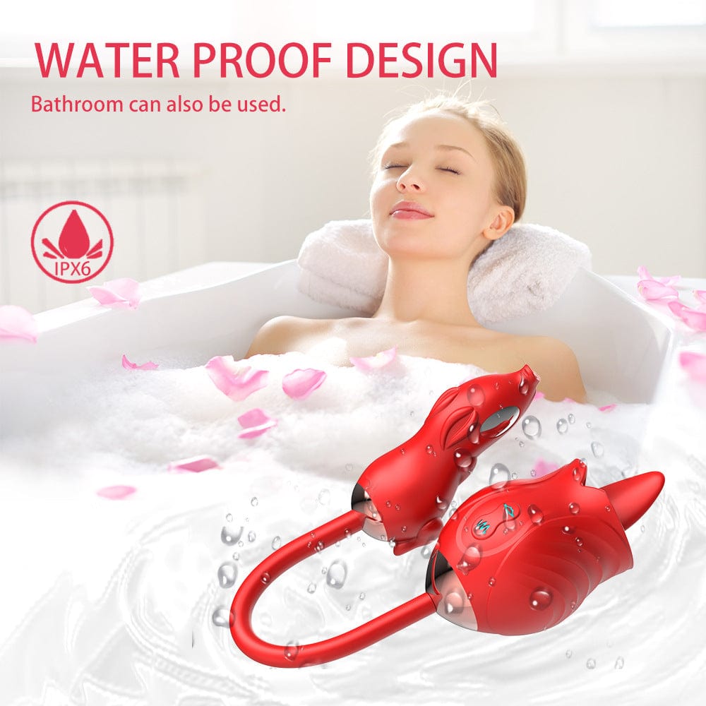 Dual-Head Rose Tongue Licking Vibrator - 10 Modes, Licking & Vibration