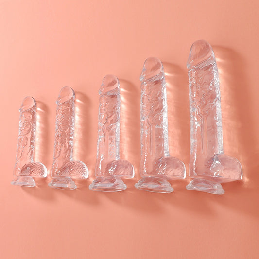 Crystal White TPE Realistic Dildo – 7 Sizes (XXS–XXL), Soft Simulated Texture