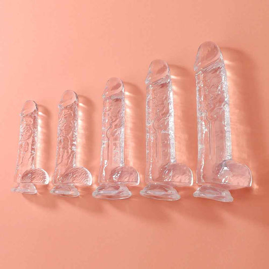 Crystal White TPE Realistic Dildo – 7 Sizes (XXS–XXL), Soft Simulated Texture