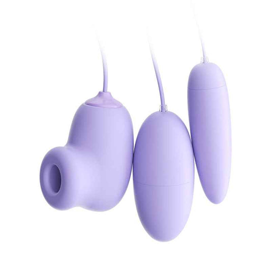 Funny Egg Vibrator Set – Suction Cup + Round + Bullet, Silicone ABS, 1hr Battery
