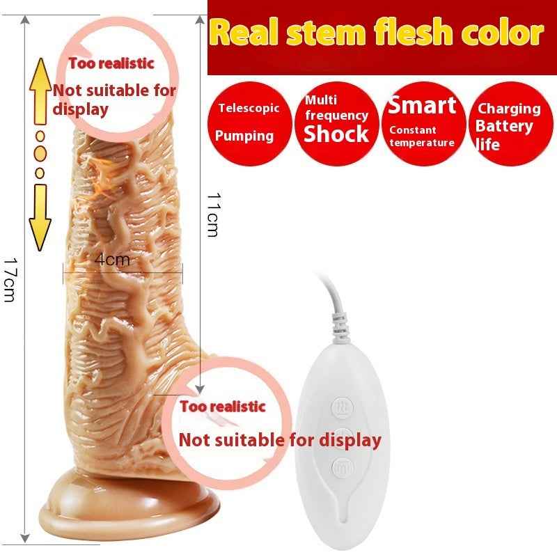 Retractable Realistic Dildo – Remote Control, Optional Heating, TPE, 19cm