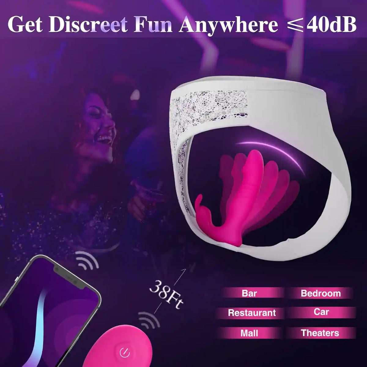 discreet panty vibrator under 40db whisper quiet with 38ft wireless remote for secret public play