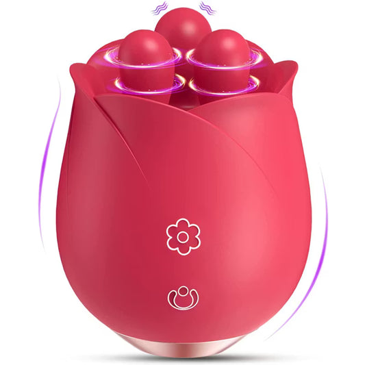 rose toy clitoral vibrator triple tongue kneading vibration rose red overview