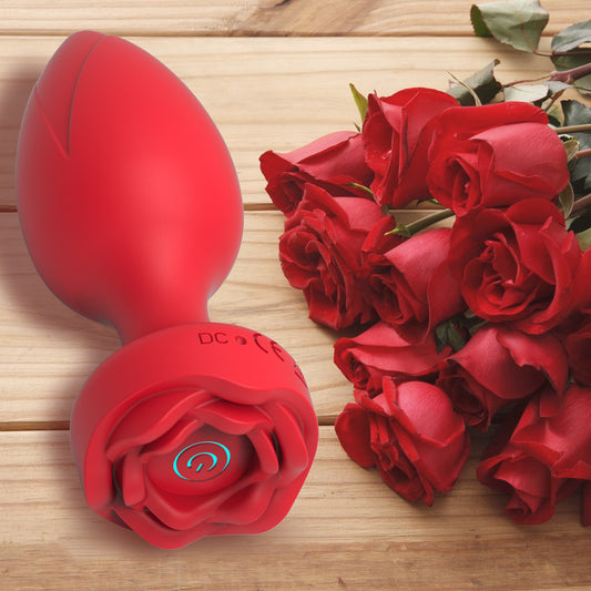 Rose Remote Control Anal Vibrator – Silicone ABS, Red & Black