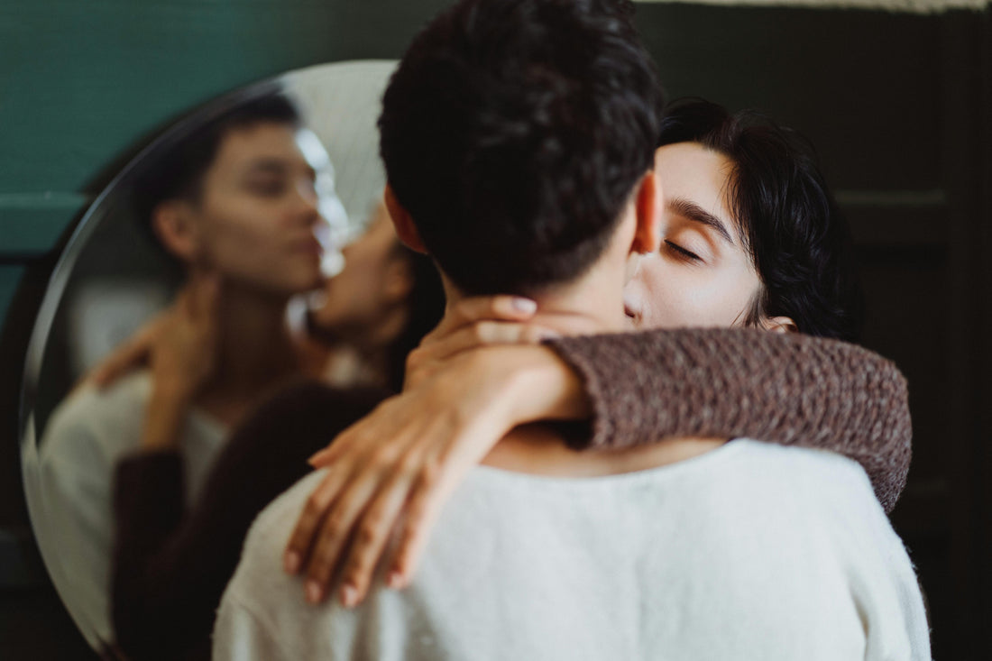 New couple intimate interaction, warm romantic relationship connection