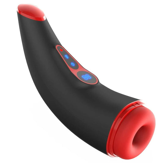 heating male masturbator red 9 suction 9 vibration lcd display 40 degree warming