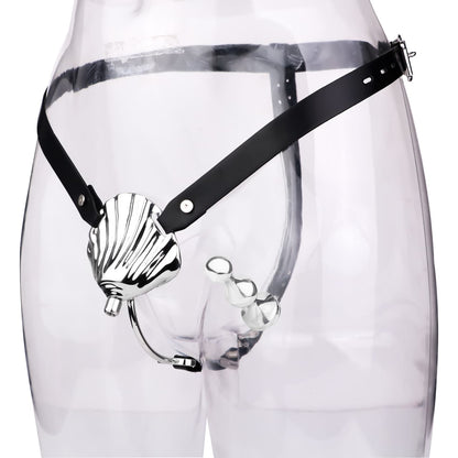 Shell Chastity Cage With Strap-On