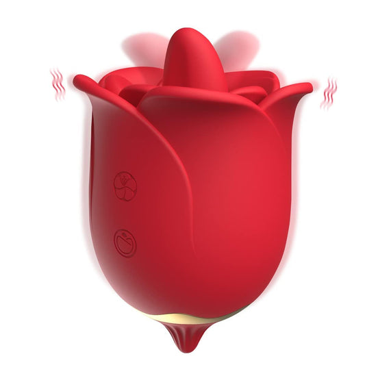 Rose tongue licking vibrator skin-friendly silicone whisper-quiet