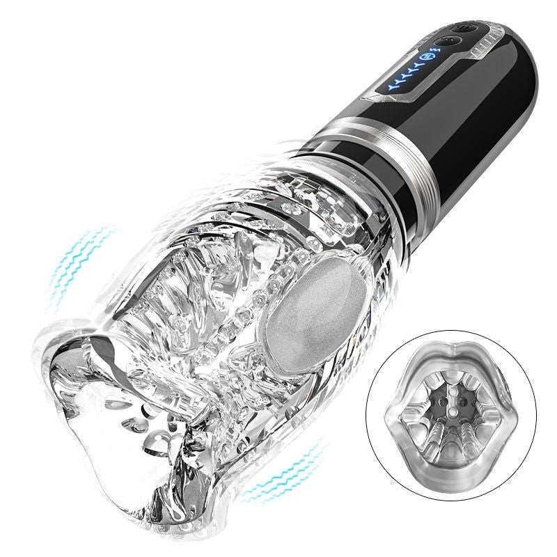 Gawk Gawk 6000 Amber 5.0 Double Egg Vibrators 5 Thrusting 7 Vibrating Oral Sex Handheld Male Masturbation Cup