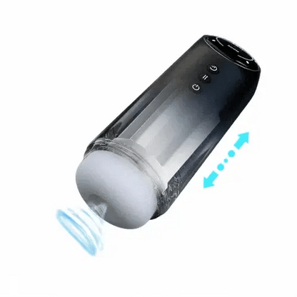 Black Telescopic Sucking Heating Waterproof Auto Male Masturbator – USB