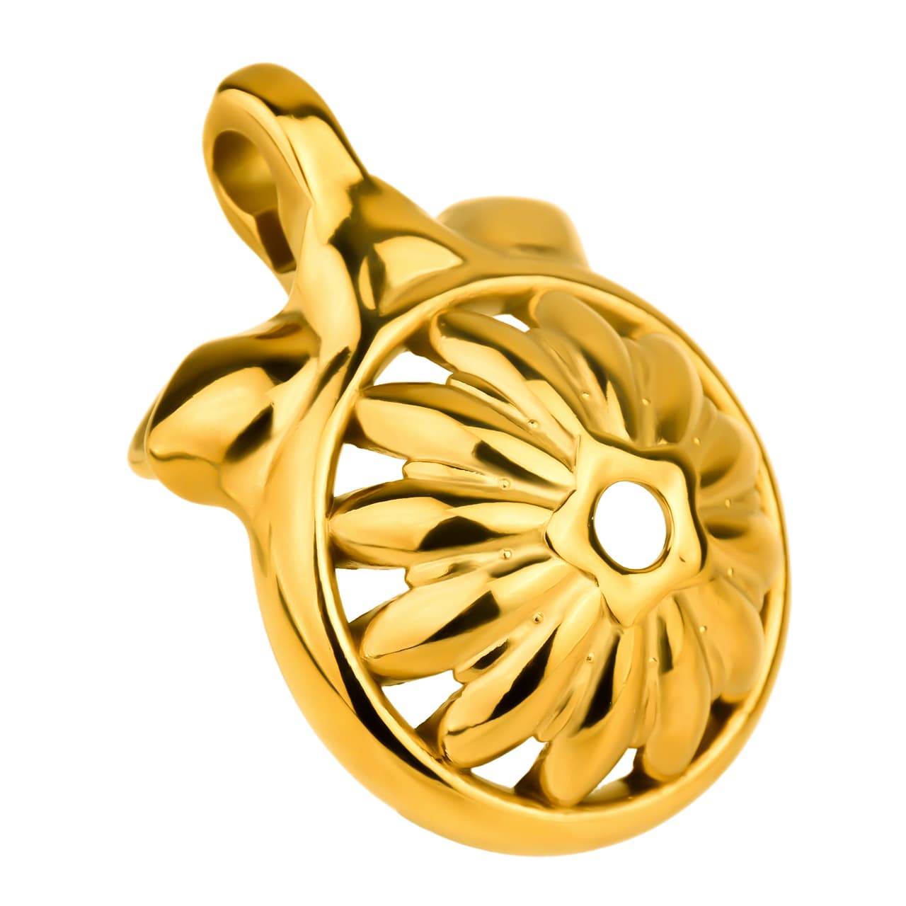 Sunflower Inspired Stainless Steel Chastity Cage – Floral Design | 4 Ring Sizes