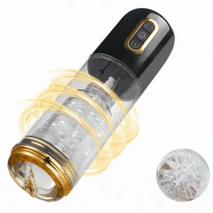 Black Auto Telescopic Sucking Male Masturbator – Edging Function, Suction Cup