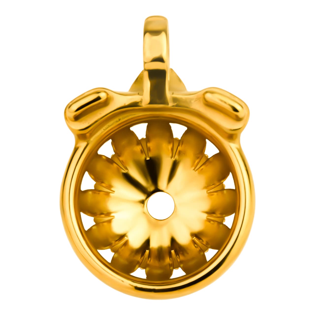 Sunflower Inspired Stainless Steel Chastity Cage – Floral Design | 4 Ring Sizes