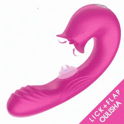 3-in-1 Tongue Licking Flapping G-Spot Vibrator – Purplish Red