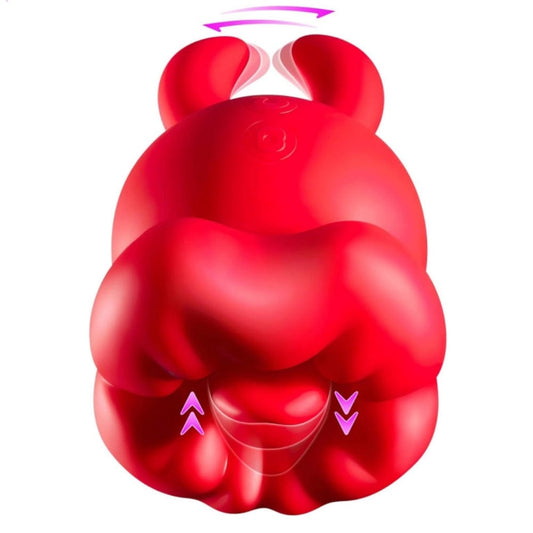 2-in-1 tongue vibrator flower lip dual bull horn ipx6 red
