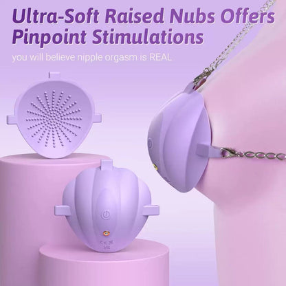 Light Purple APP Control IPX6 Shell Wearable Nipple Vibrator – 9 Modes
