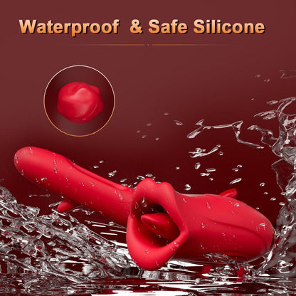 Rose Muncher Lip Tongue Suction Vibrator With Patting Dildo Vibrator